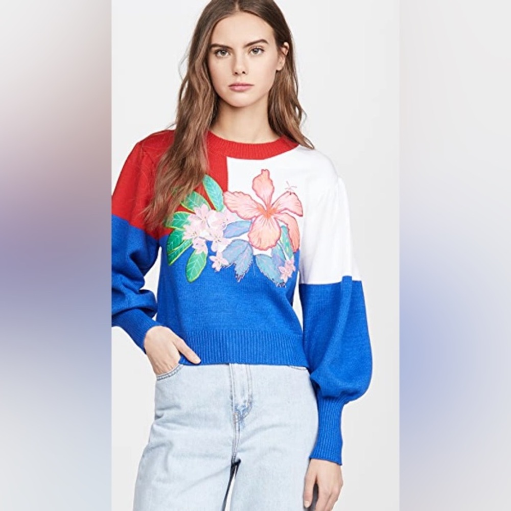 FARM RIO Floral Block Sweater
